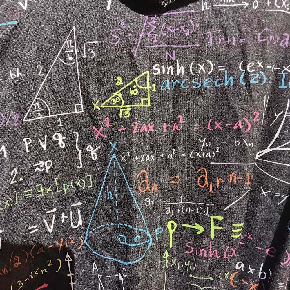 FreshHoods Mens Math Hoodie Black Mathematics Formula All Around Print Size L - Picture 7 of 8
